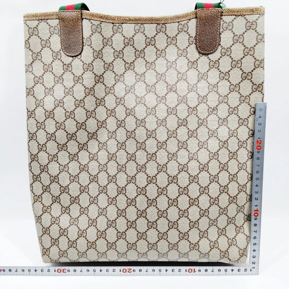Vintage Gucci Tote Bag Sherry Line Brown PVC 4521606 - Picture 2 of 8